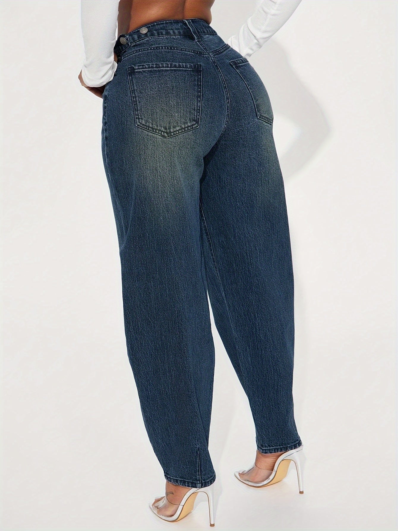 Retro Blauwe Hoge Taille Jeans