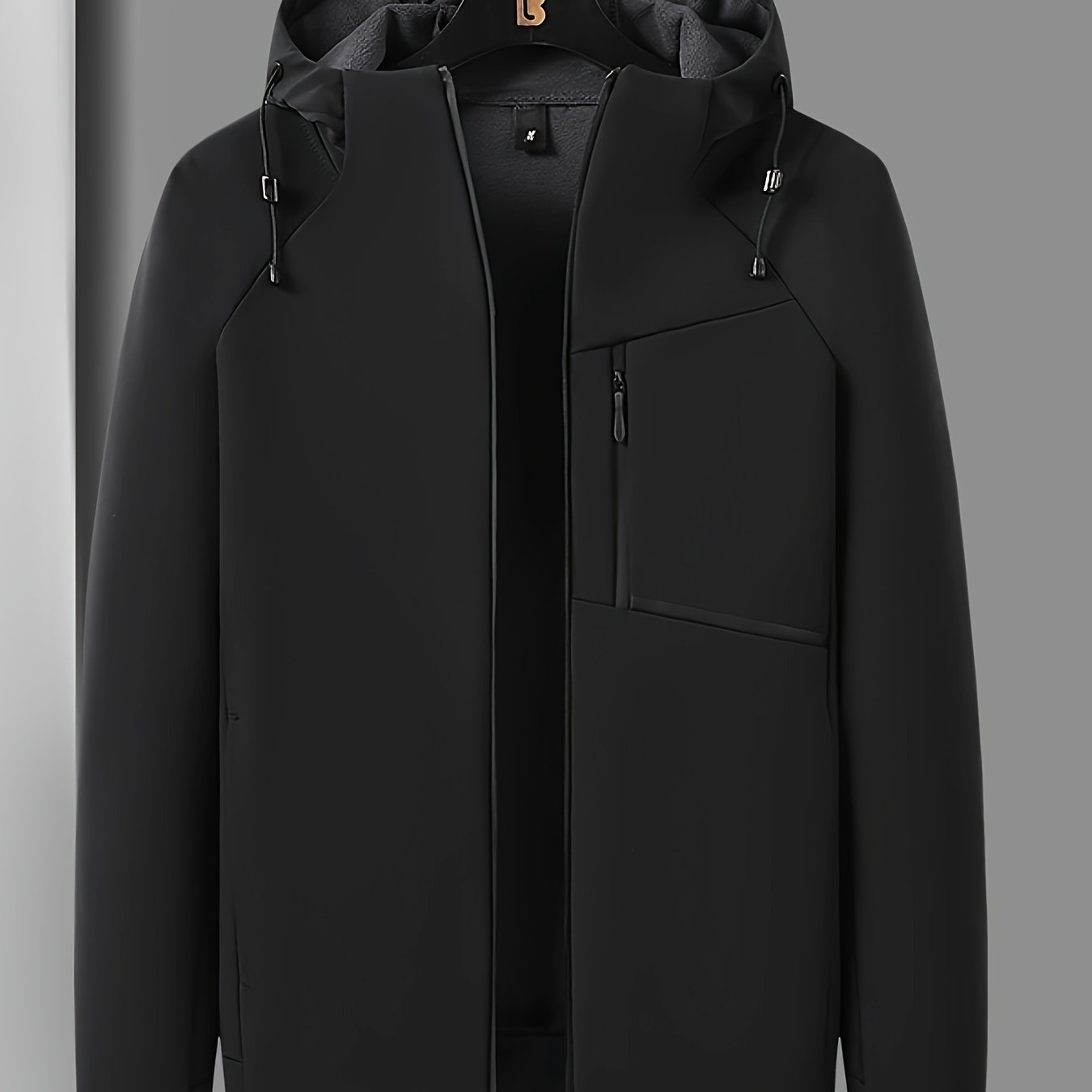 Heren Winddichte Fleece-Gevoerde Hoodie - Zwarte Outdoor Allure