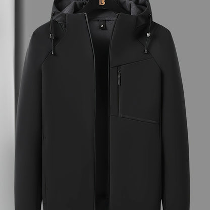 Heren Winddichte Fleece-Gevoerde Hoodie - Zwarte Outdoor Allure