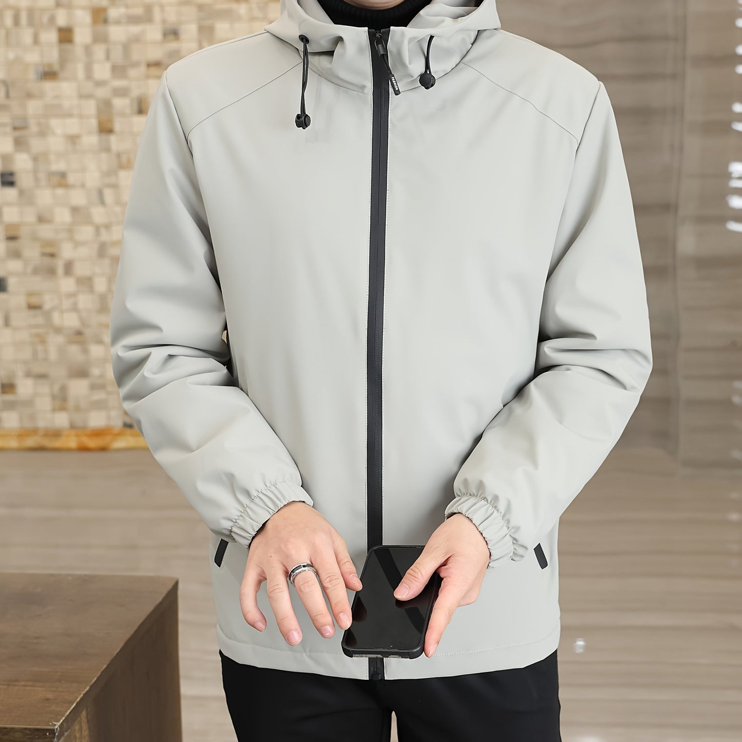 Heren Hooded Windbreaker - Zwarte Urban Edge
