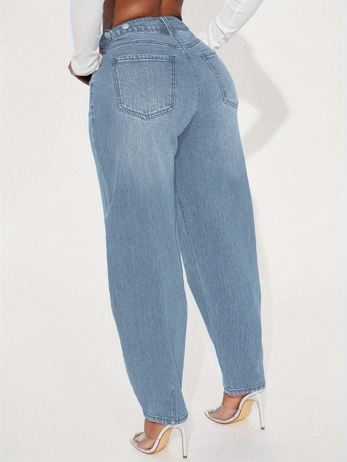 Retro Blauwe Hoge Taille Jeans
