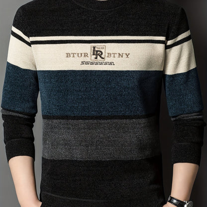 Winter Striped Crew Neck Sweater