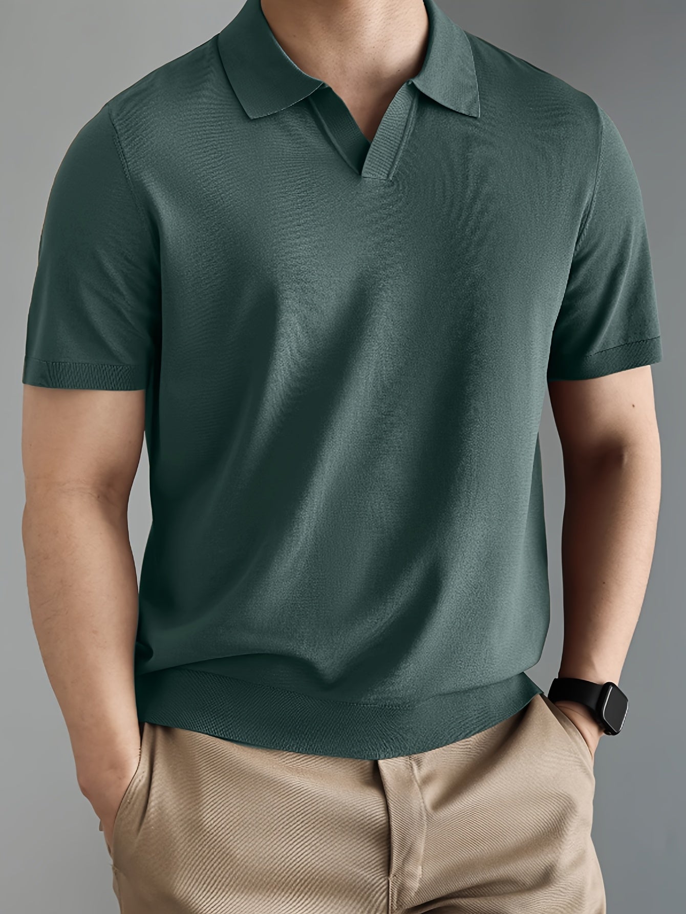 Rayon Short Sleeve Polo Shirt - Zomerse Goose Neck