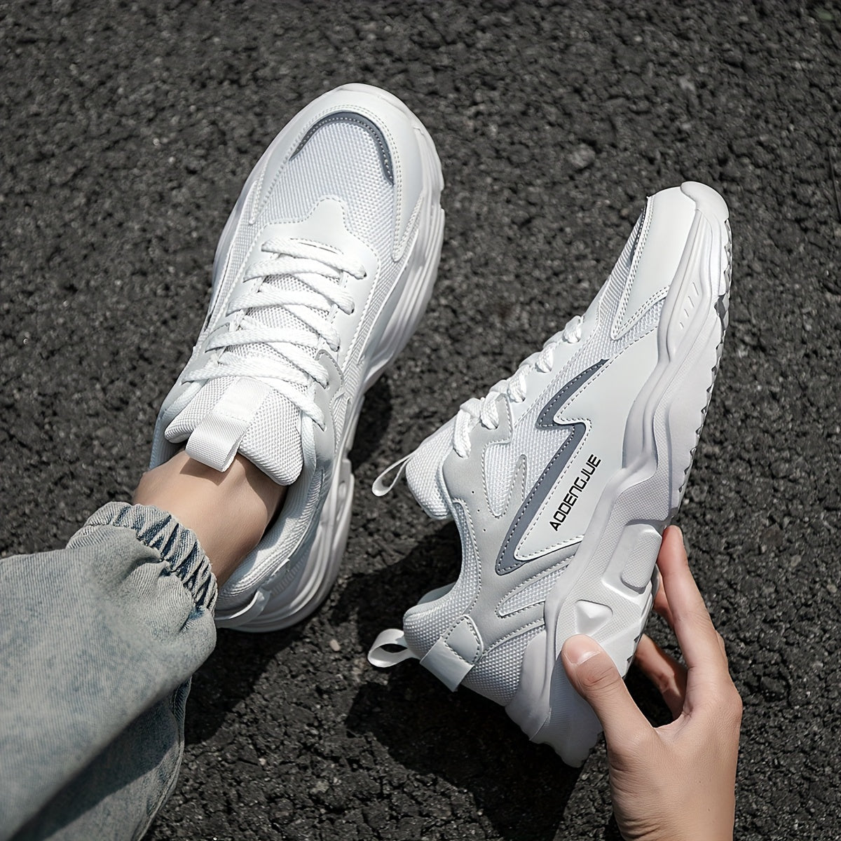 Heren Lichtgewicht Platform Sneakers - Urban Stride Zwart