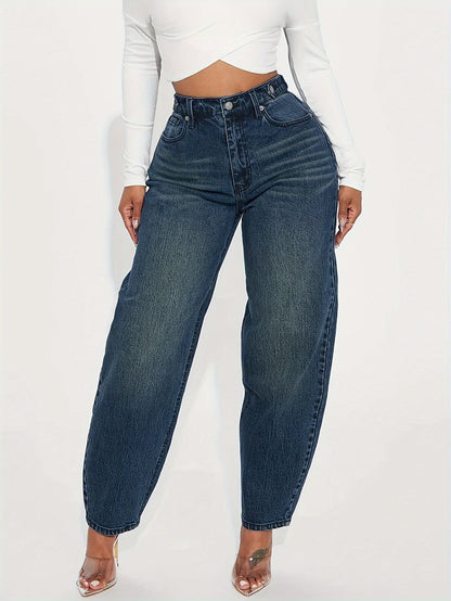 Retro Blauwe Hoge Taille Jeans