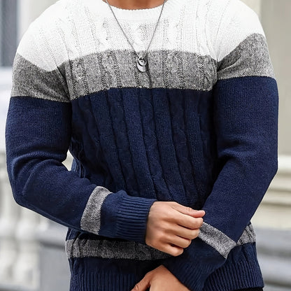 Color Block Crew Neck Sweater