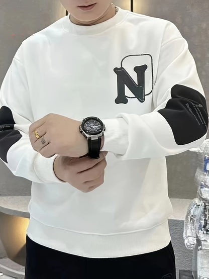 Heren Versatile Crew Neck Sweatshirt - Beige NY Stijl