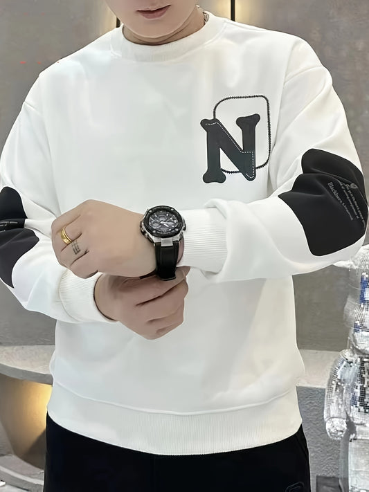 Heren Versatile Crew Neck Sweatshirt - Beige NY Stijl